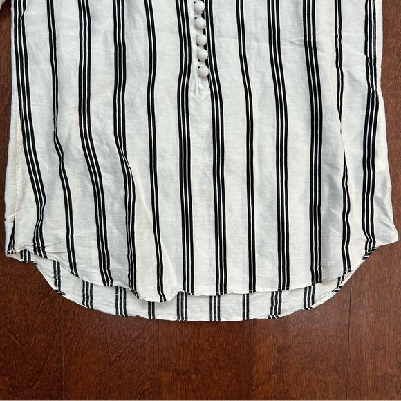 Apiece Apart Nueva Augustina Tunic, Black and White Striped Linen & Silk, Size 0 - Picture 11 of 16